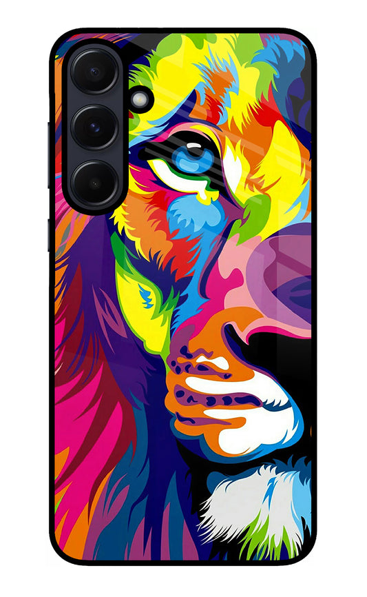 Lion Half Face Samsung A55 5G Glass Case