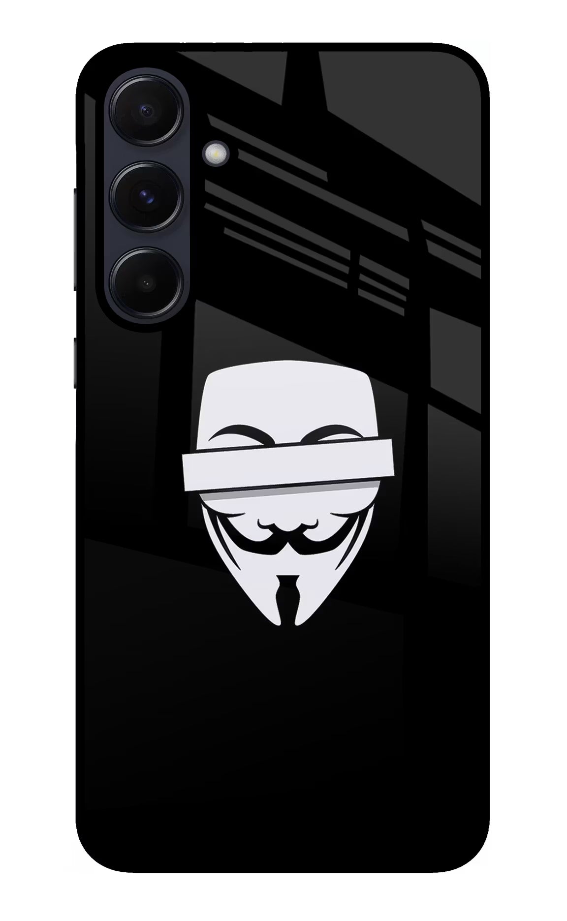 Anonymous Face Samsung A55 5G Glass Case Back Cover by Casekaro