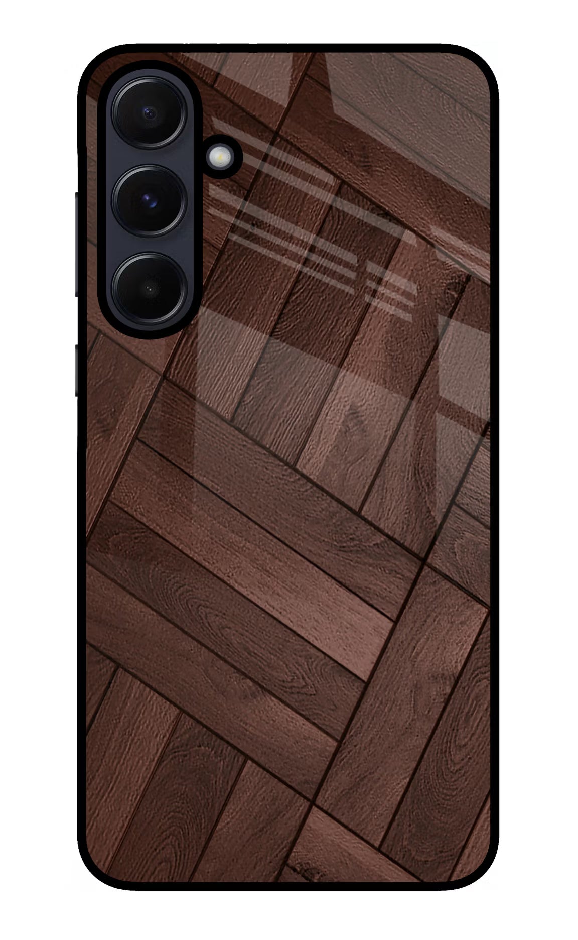 Wooden Texture Design Samsung A55 5G Glass Case Back Cover by Casekaro