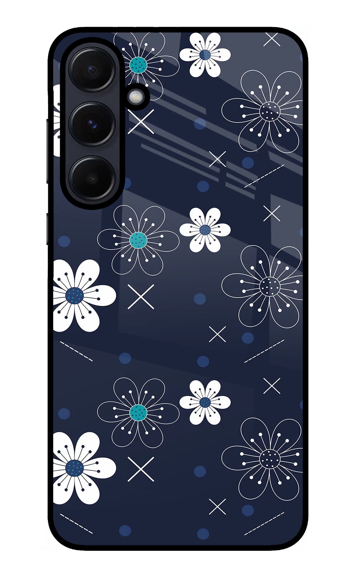 Flowers Samsung A55 5G Glass Case Back Cover by Casekaro