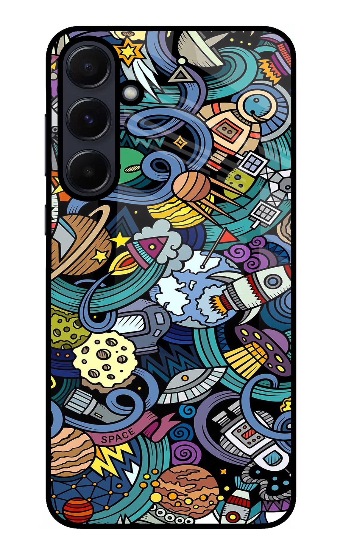 Space Abstract Samsung A55 5G Glass Case Back Cover by Casekaro