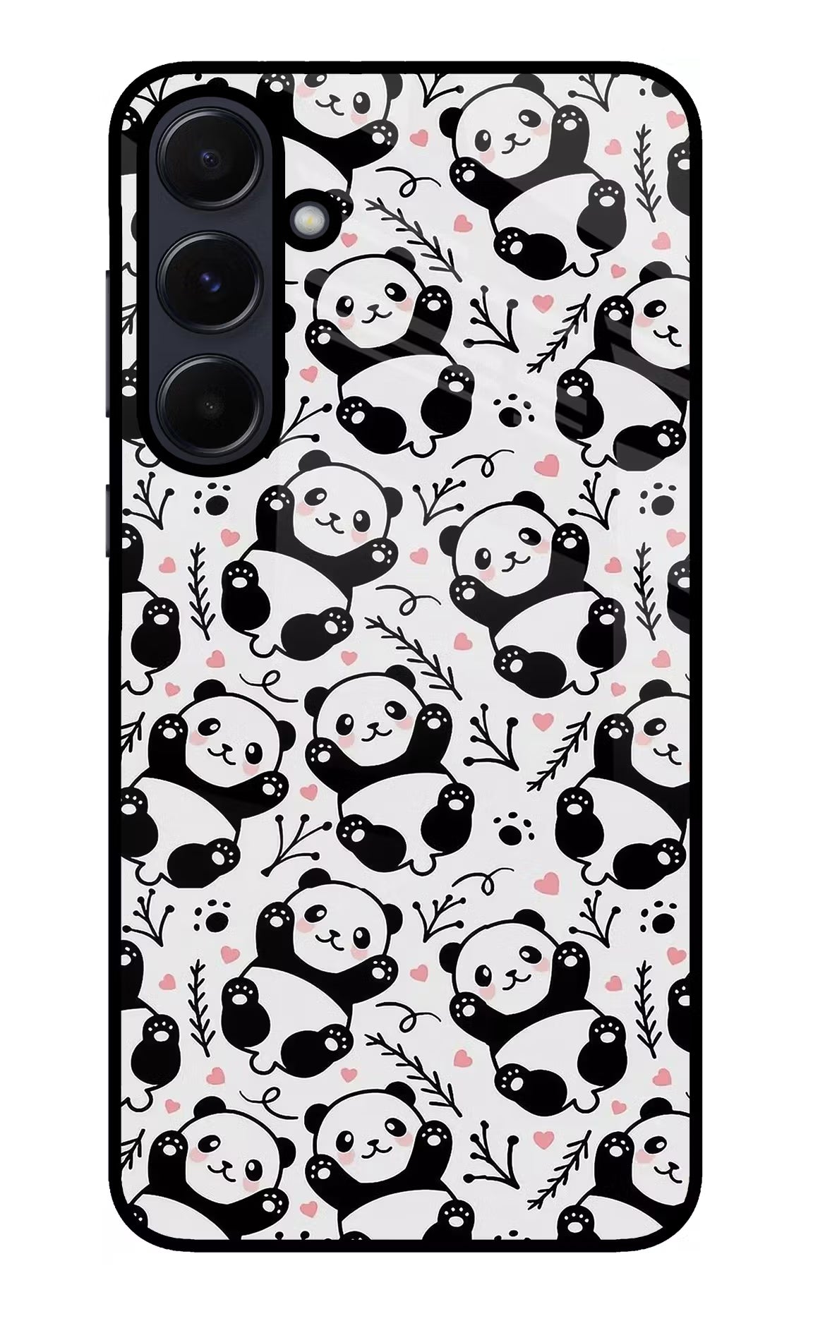 Cute Panda Samsung A55 5G Glass Case Back Cover by Casekaro