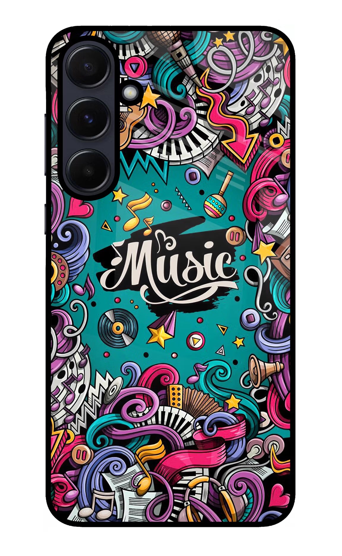 Music Graffiti Samsung A55 5G Glass Case Back Cover by Casekaro