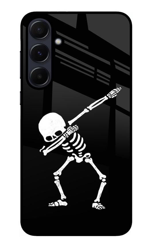 Dabbing Skeleton Art Samsung A55 5G Glass Case