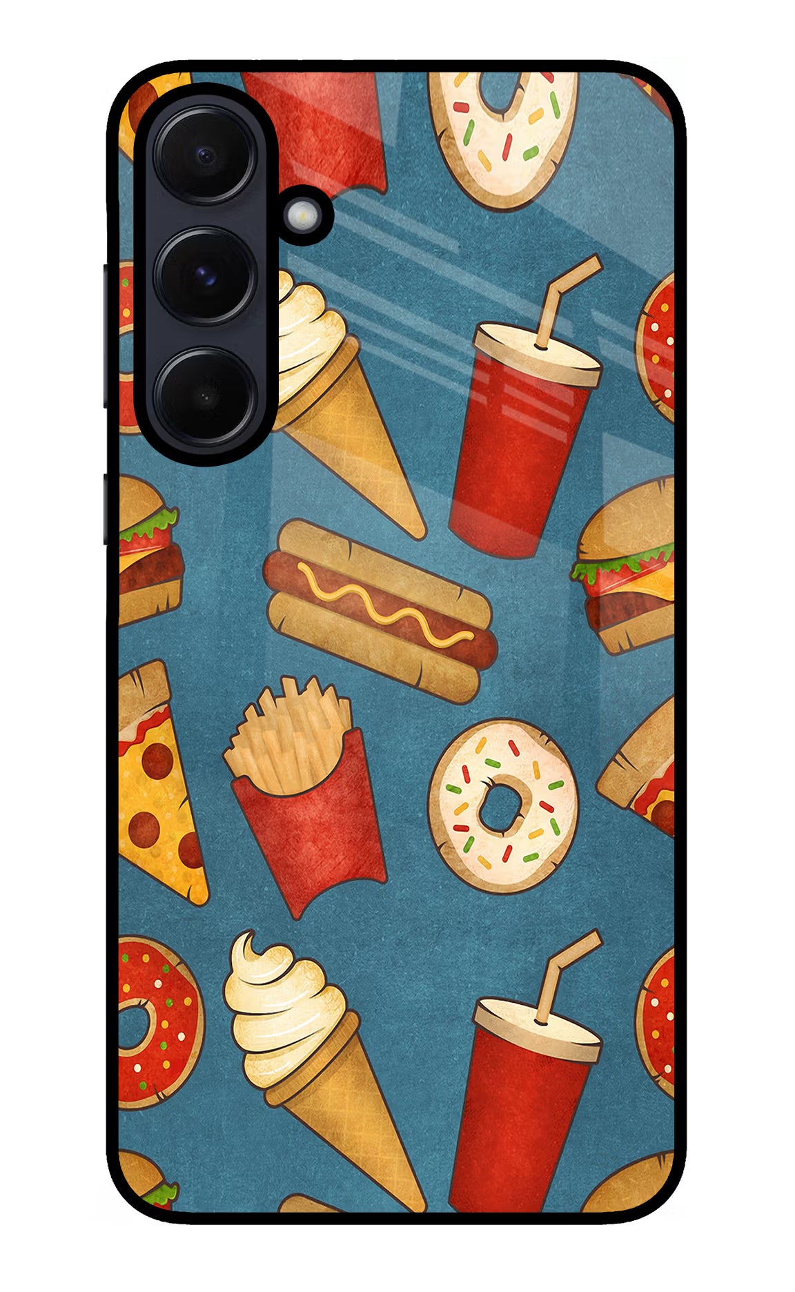Foodie Samsung A55 5G Glass Case Back Cover by Casekaro