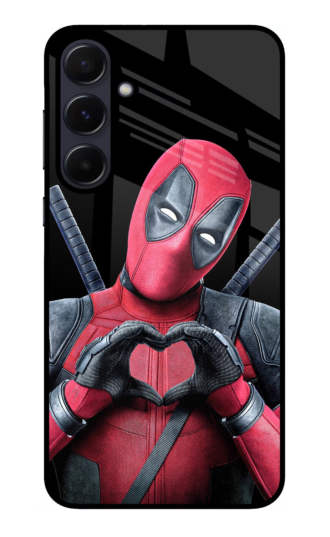 Deadpool Samsung A55 5G Glass Case Back Cover by Casekaro