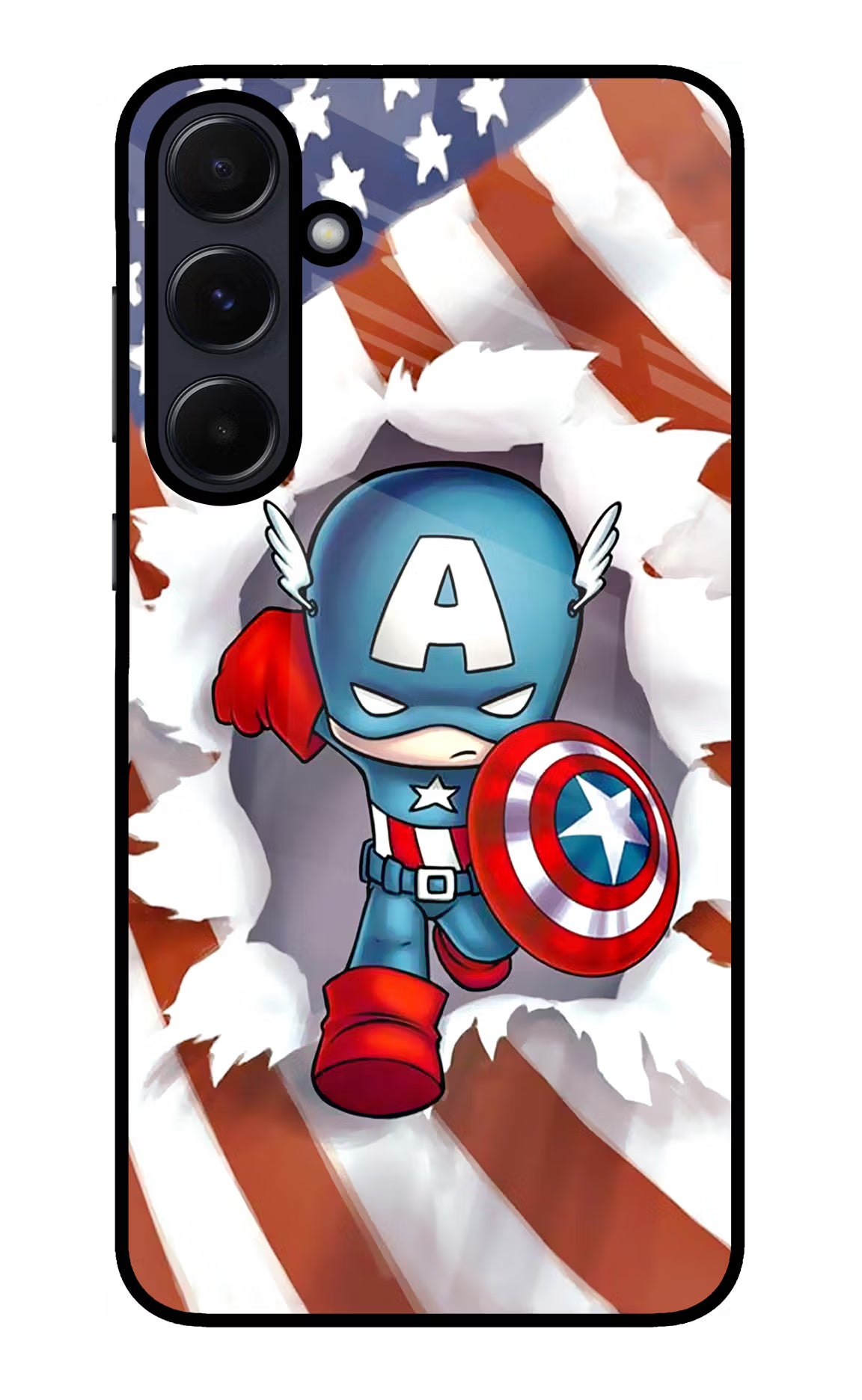 Captain America Samsung A55 5G Glass Case Back Cover by Casekaro