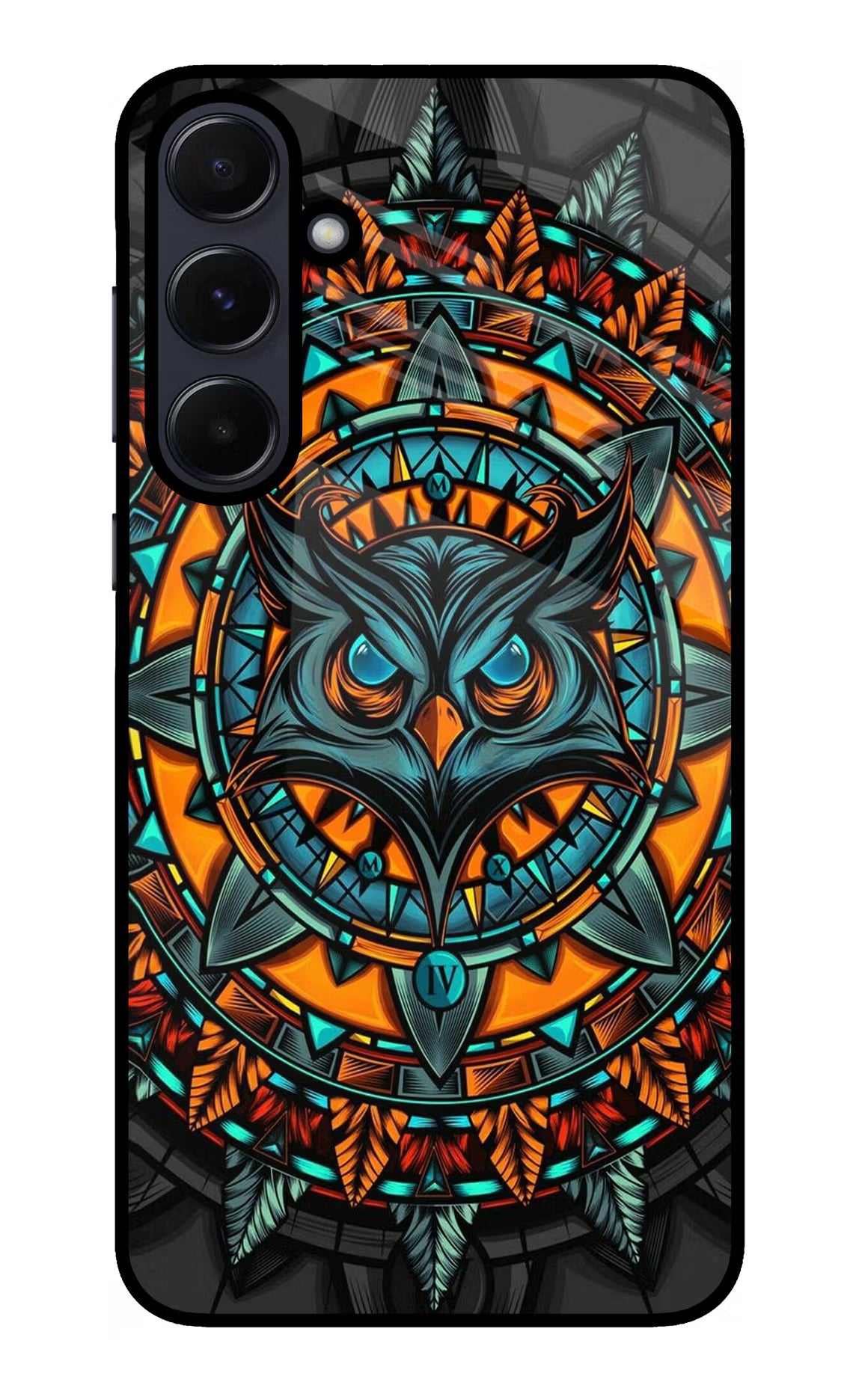 Angry Owl Art Samsung A55 5G Glass Case Back Cover by Casekaro