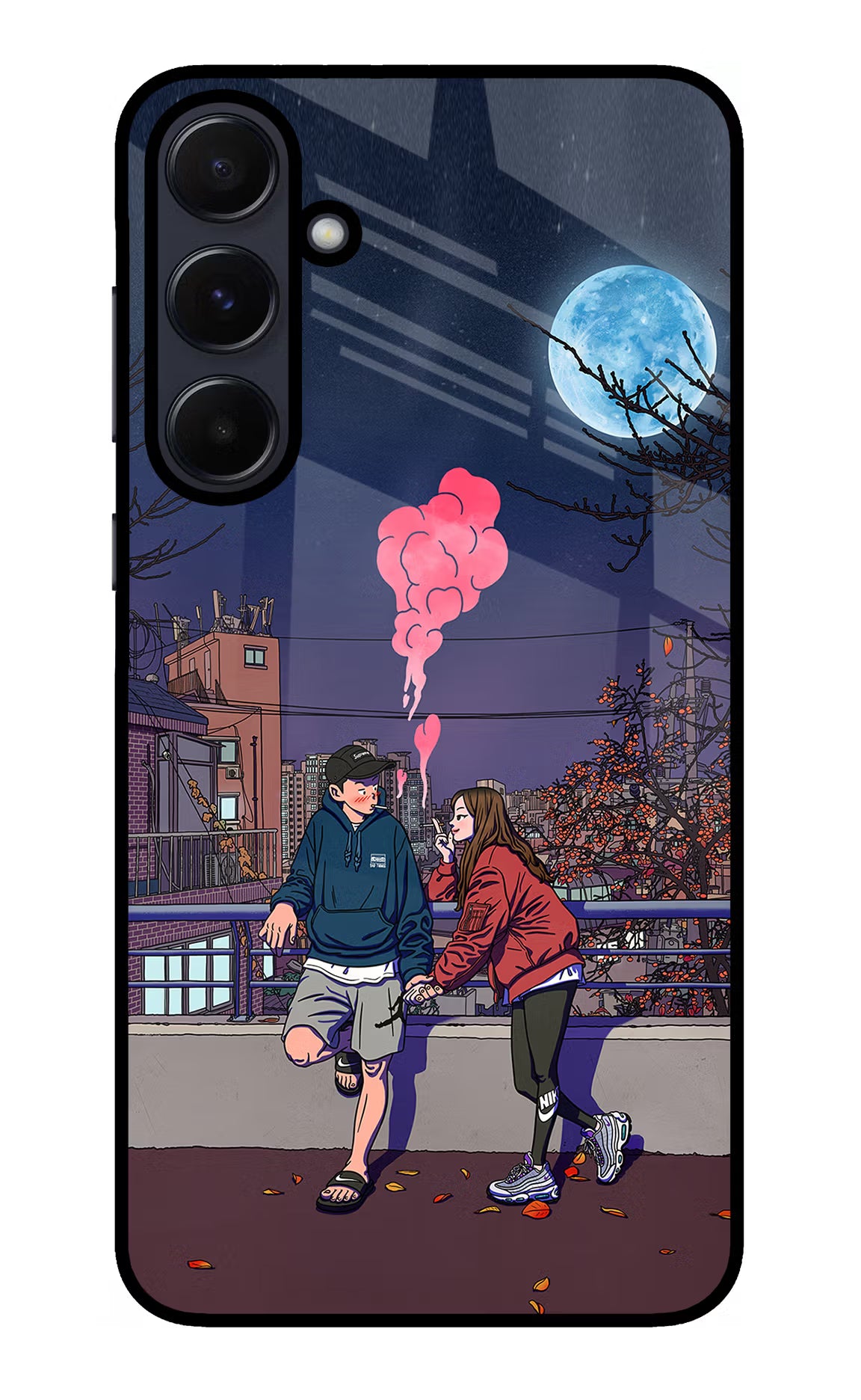 Chilling Couple Samsung A55 5G Glass Case Back Cover by Casekaro