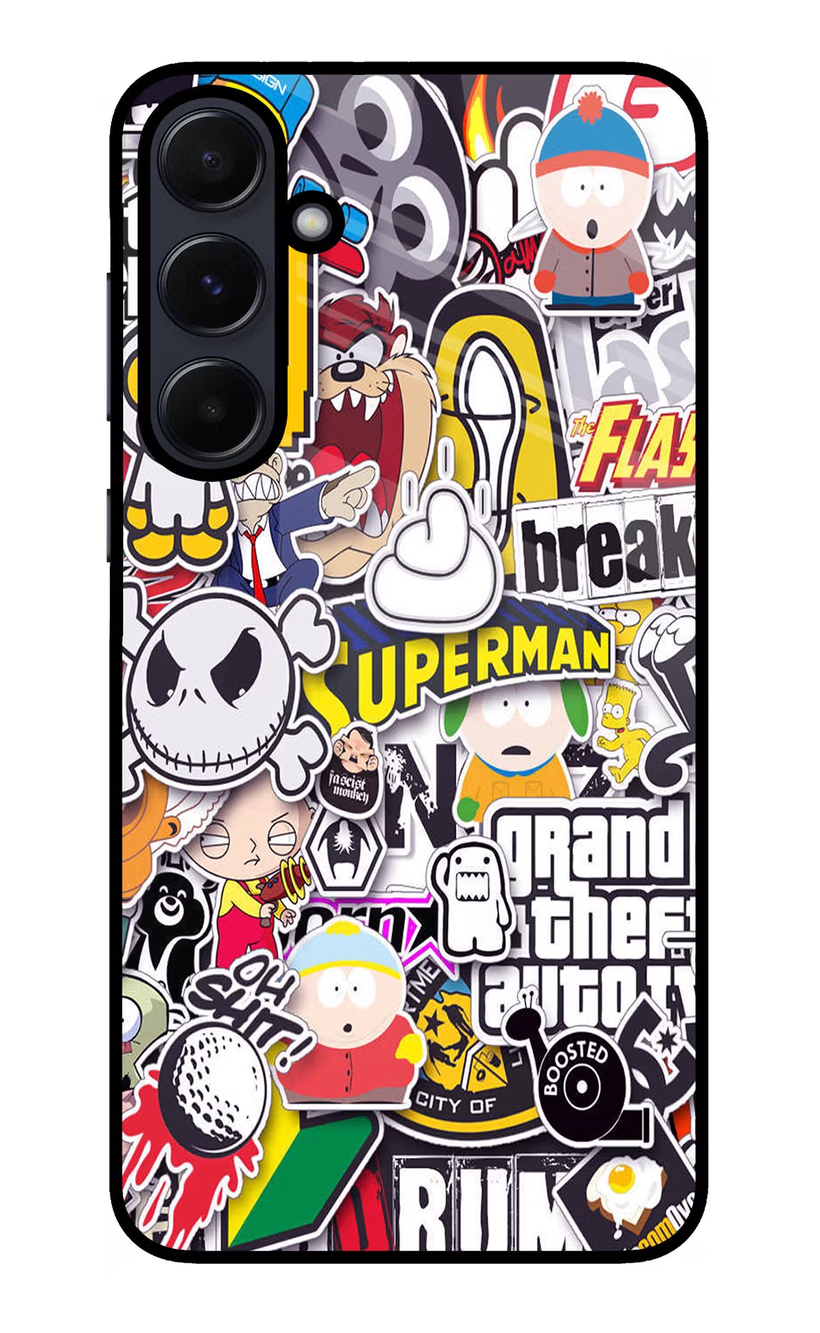 Sticker Bomb Samsung A55 5G Glass Case Back Cover by Casekaro