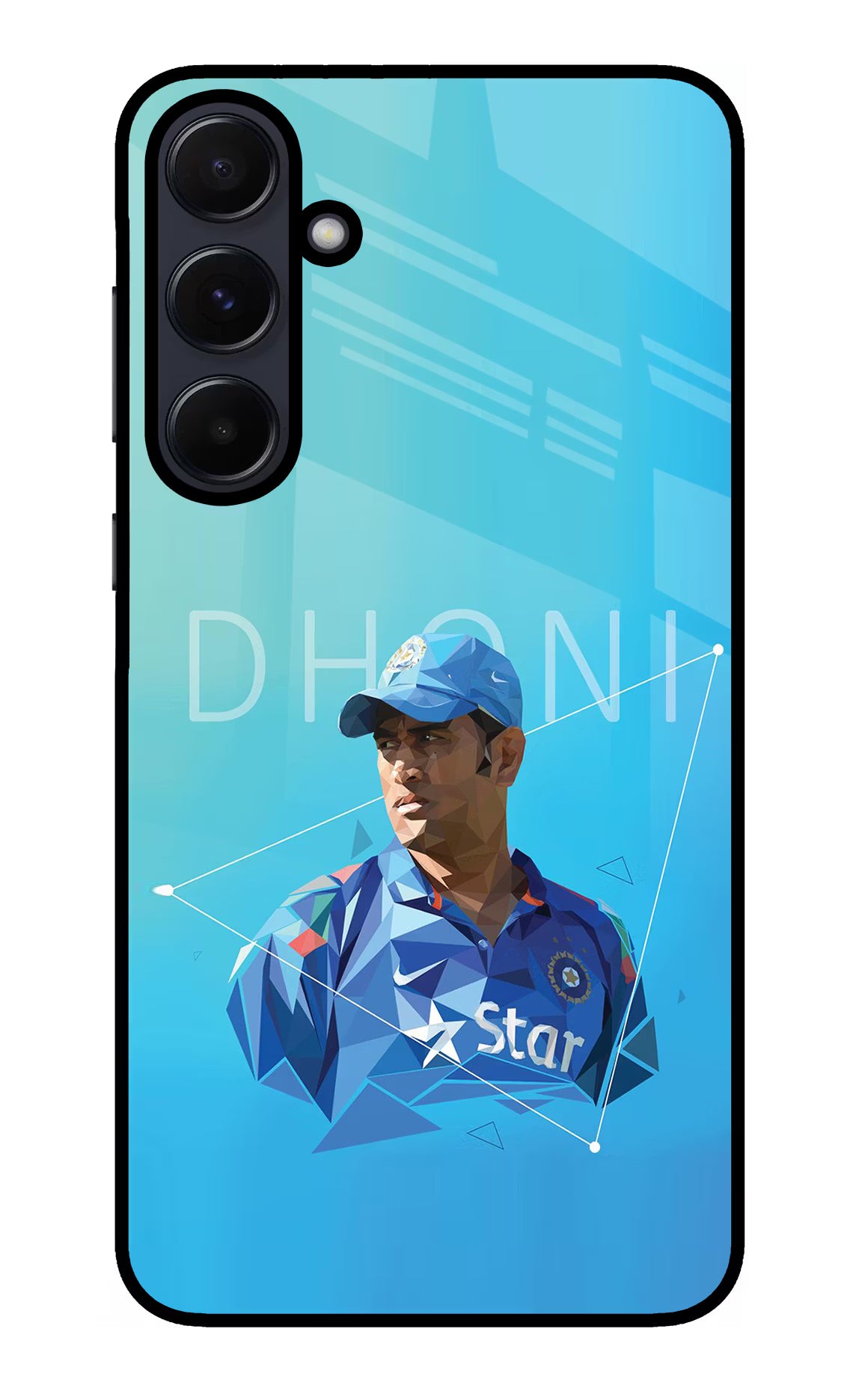 Dhoni Artwork Samsung A55 5G Glass Case Back Cover by Casekaro