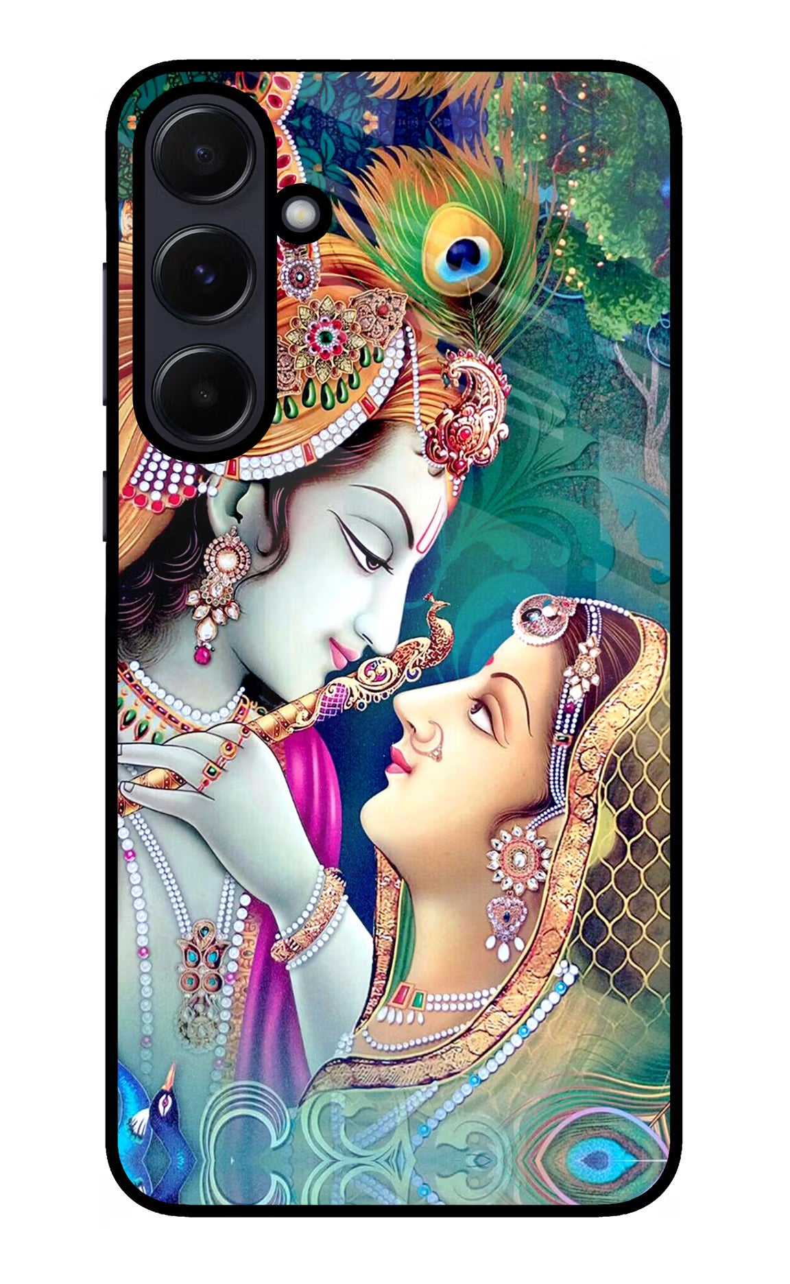 Lord Radha Krishna Samsung A55 5G Glass Case Back Cover by Casekaro