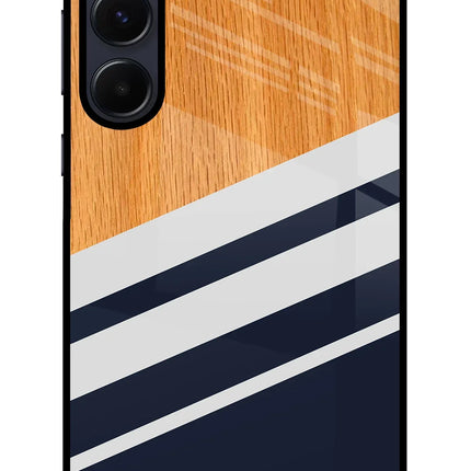 Blue and white wooden Samsung A55 5G Glass Case