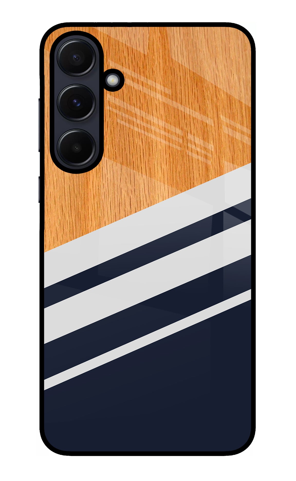 Blue and white wooden Samsung A55 5G Glass Case