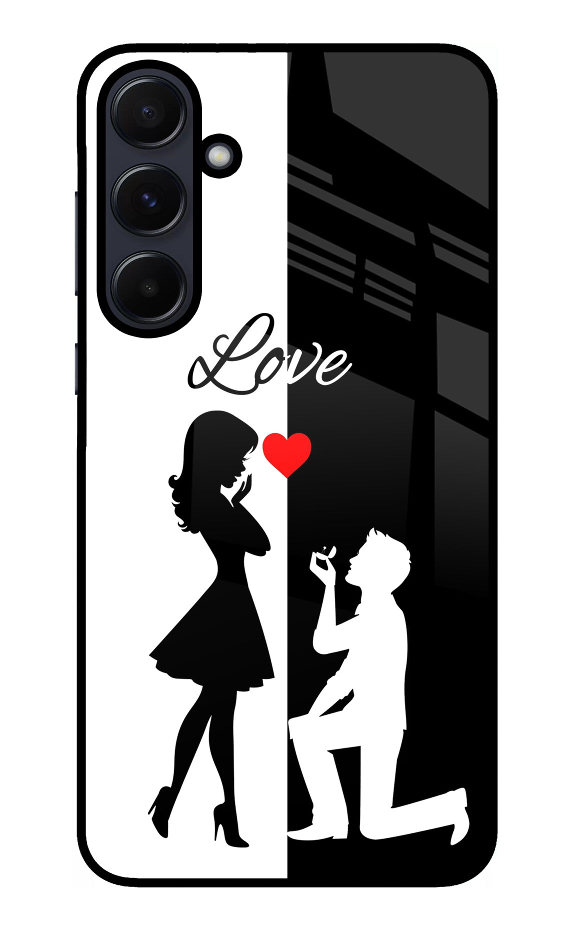 Love Propose Black And White Samsung A55 5G Glass Case