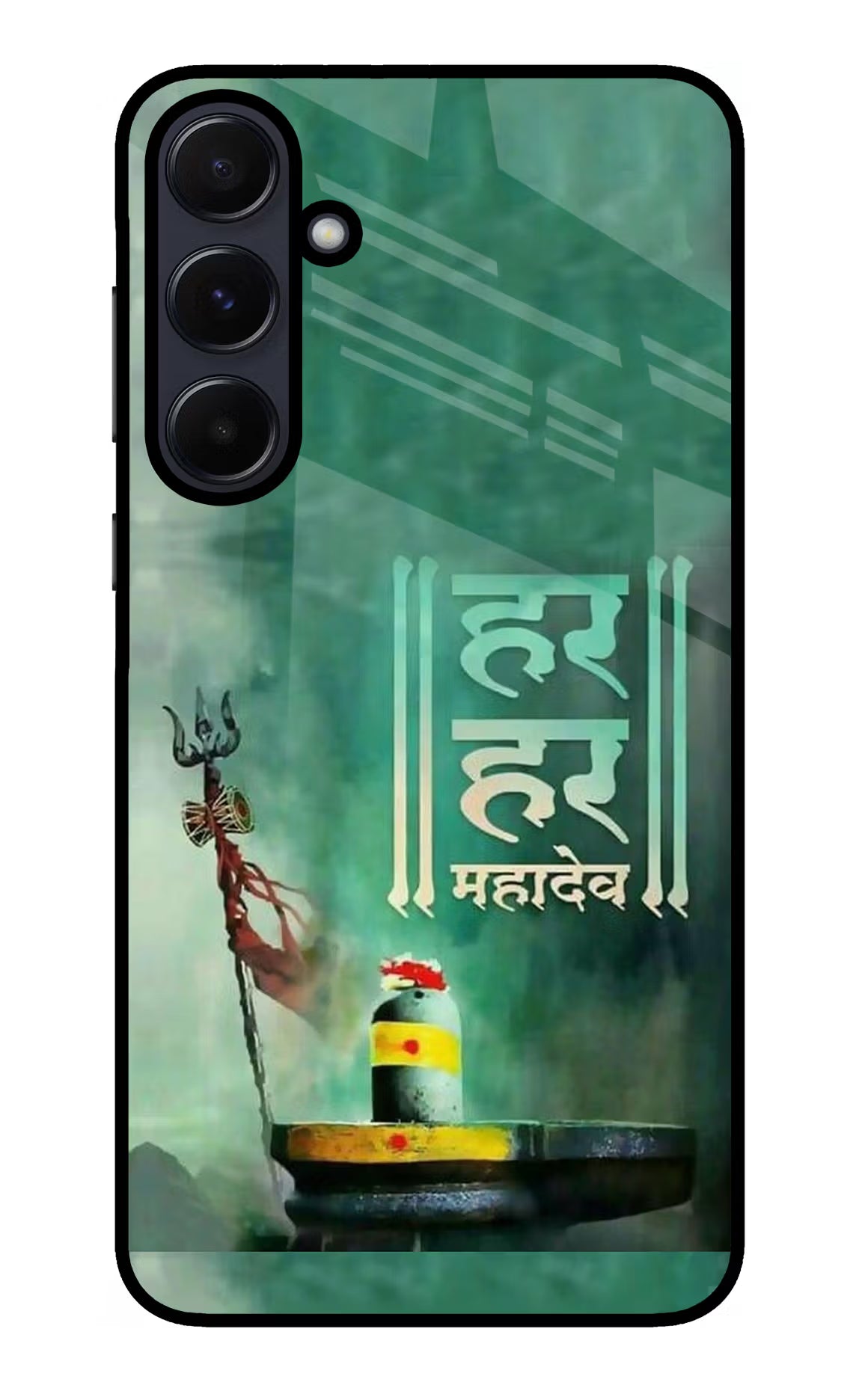 Har Har Mahadev Shivling Samsung A55 5G Glass Case Back Cover by Casekaro