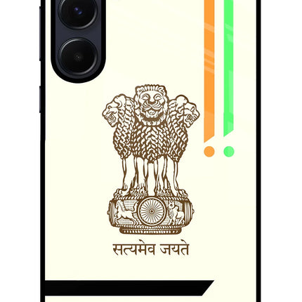 Satyamev Jayate Brown Logo Samsung A55 5G Glass Case