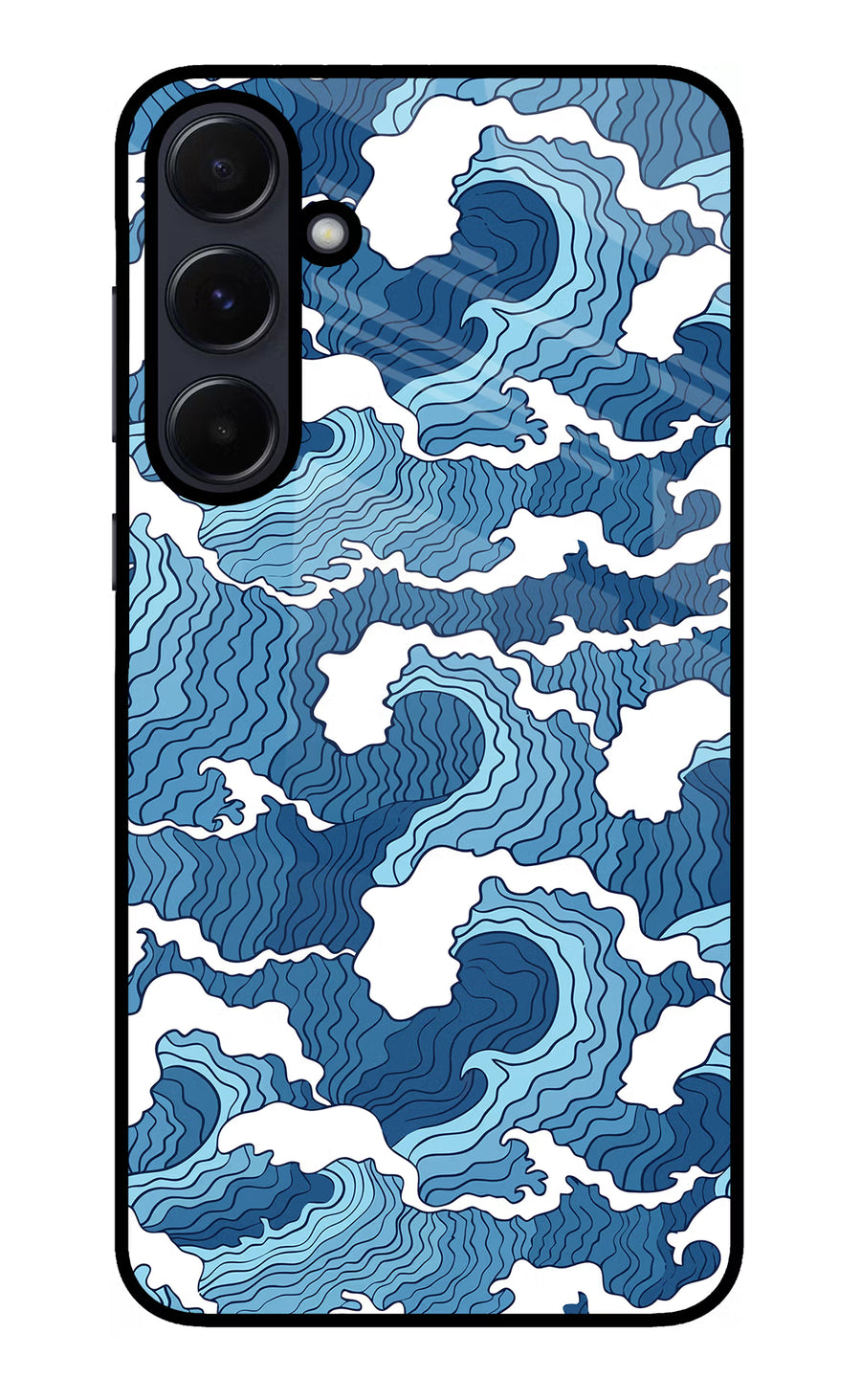 Blue Waves Samsung A55 5G Back Cover, Glass case