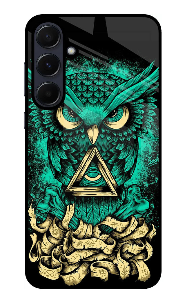 Green Owl Samsung A55 5G Glass Case