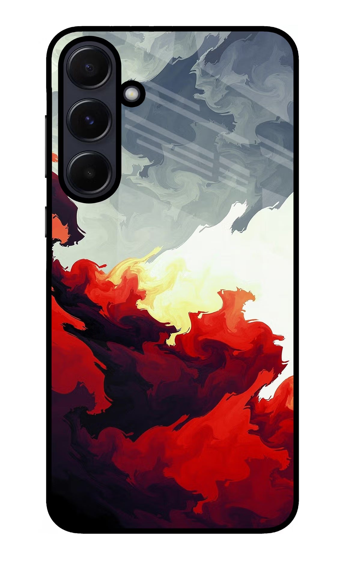 Fire Cloud Samsung A55 5G Glass Case Back Cover by Casekaro