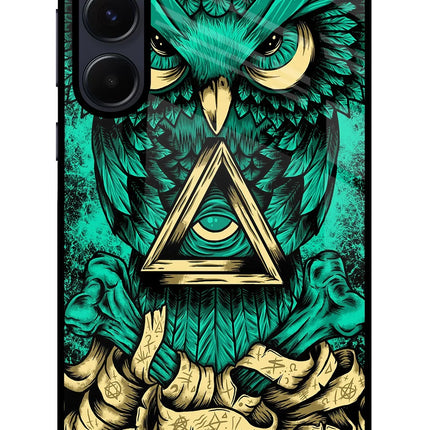 Green Owl Samsung A55 5G Glass Case