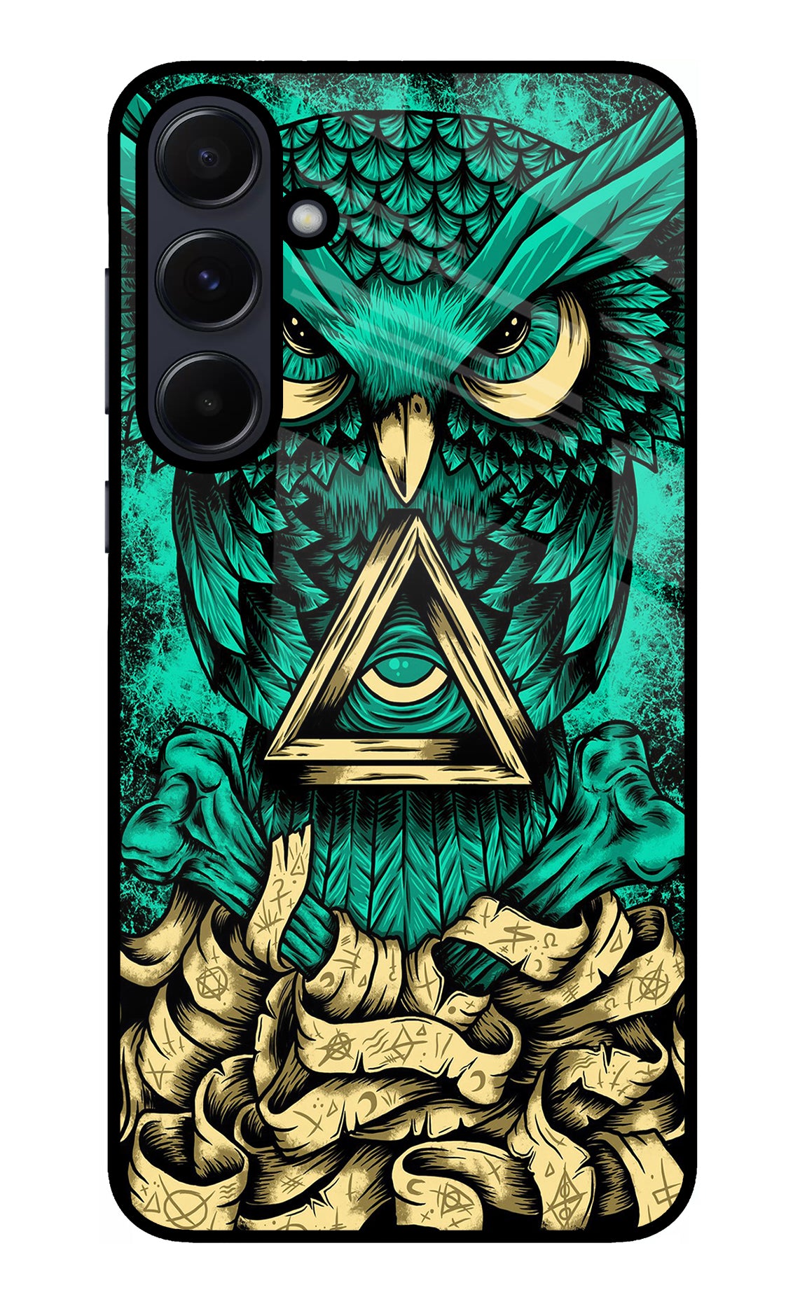 Green Owl Samsung A55 5G Glass Case