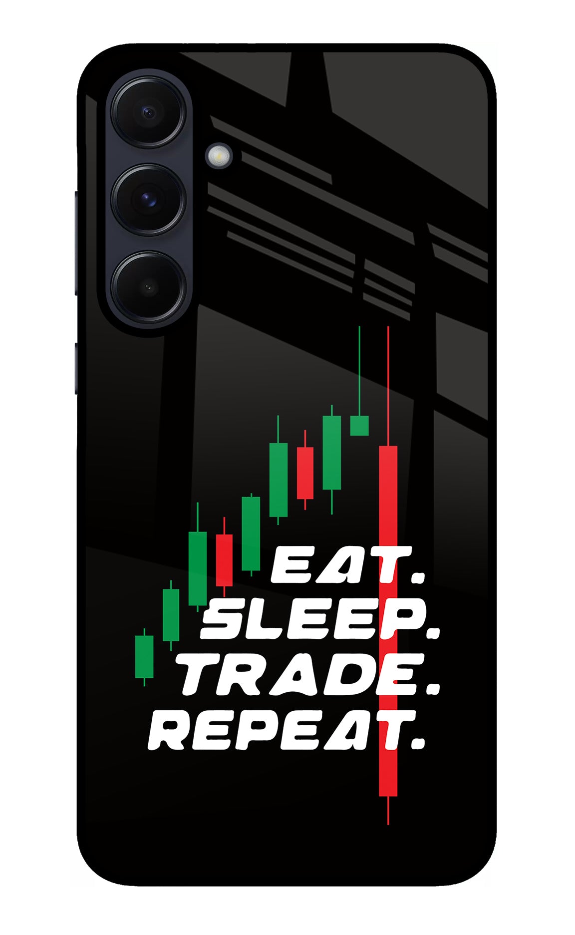 Eat Sleep Trade Repeat Samsung A55 5G Glass Case