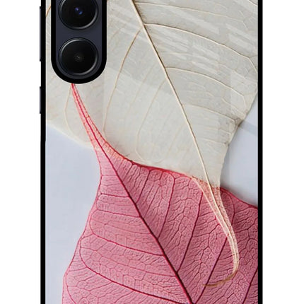 White Pink Leaf Samsung A55 5G Glass Case