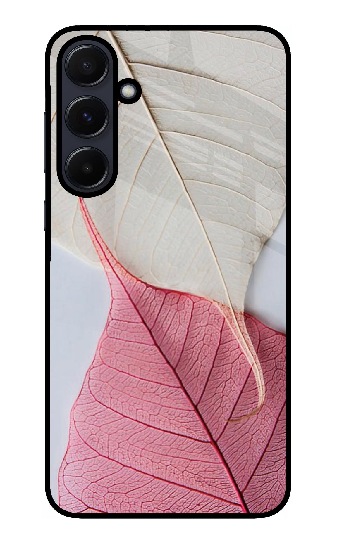 White Pink Leaf Samsung A55 5G Glass Case