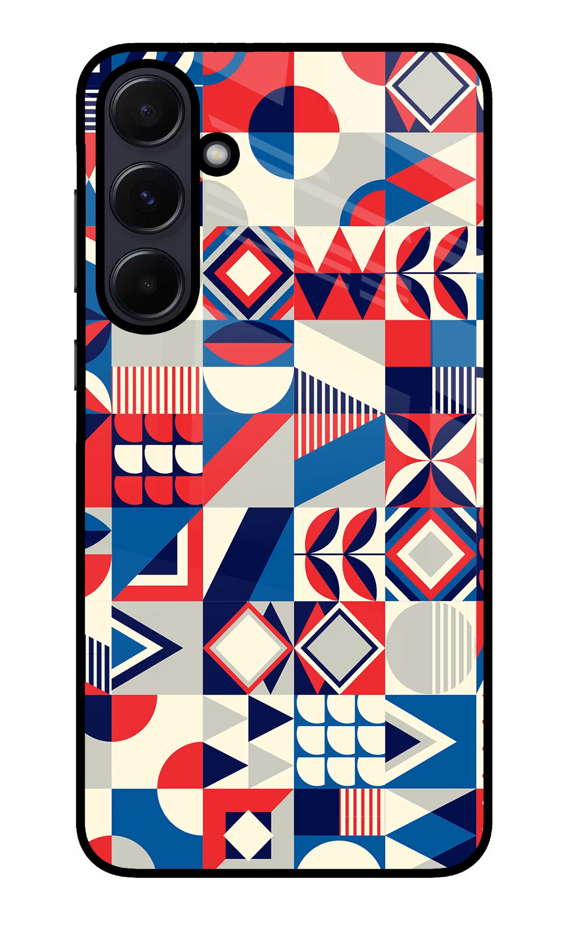 Colorful Pattern Samsung A55 5G Glass Case Back Cover by Casekaro