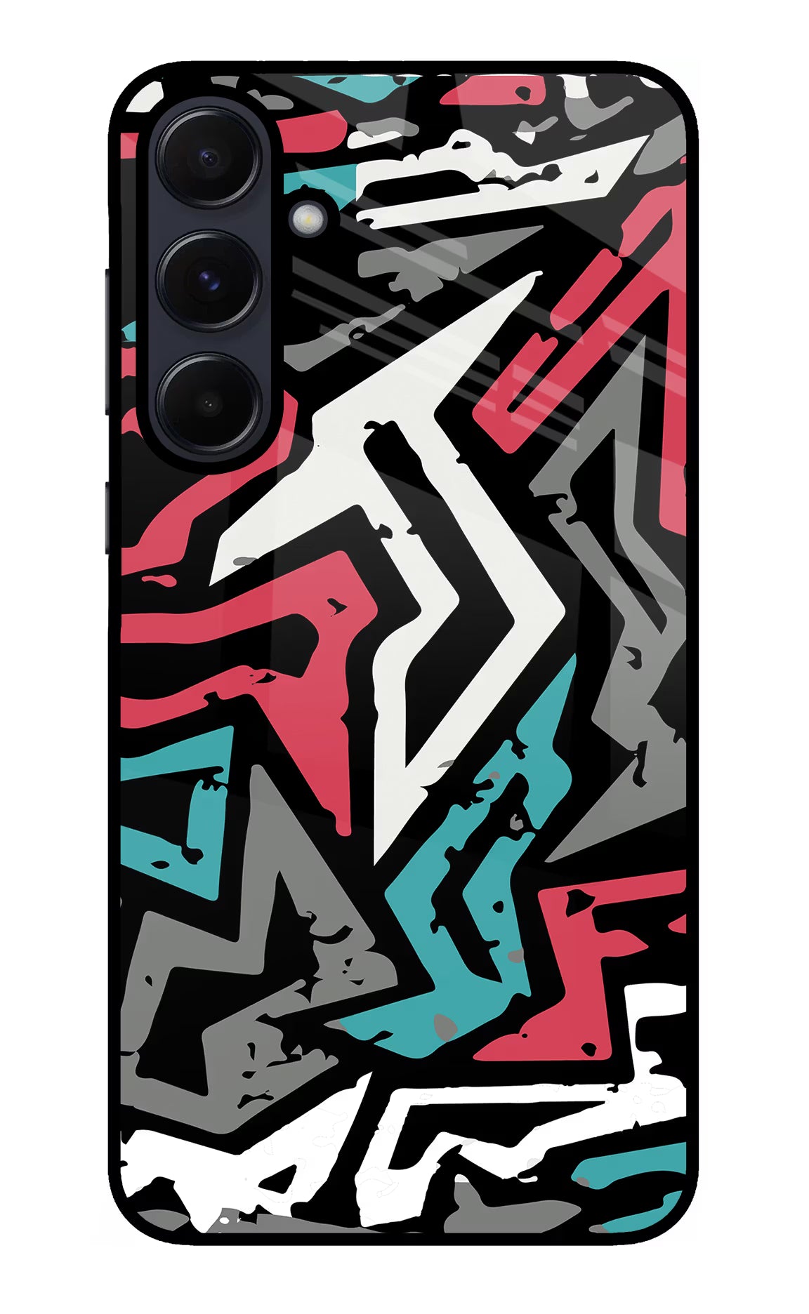 Geometric Graffiti Samsung A55 5G Glass Case Back Cover by Casekaro