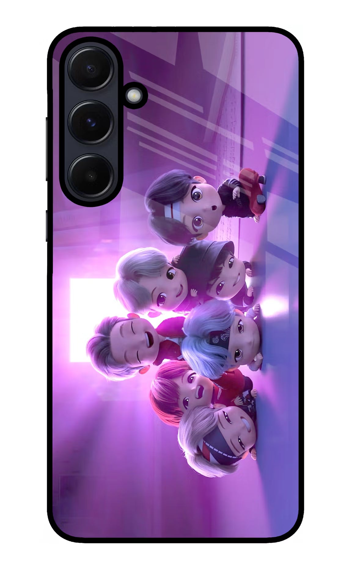 BTS Chibi Samsung A55 5G Glass Case Back Cover by Casekaro