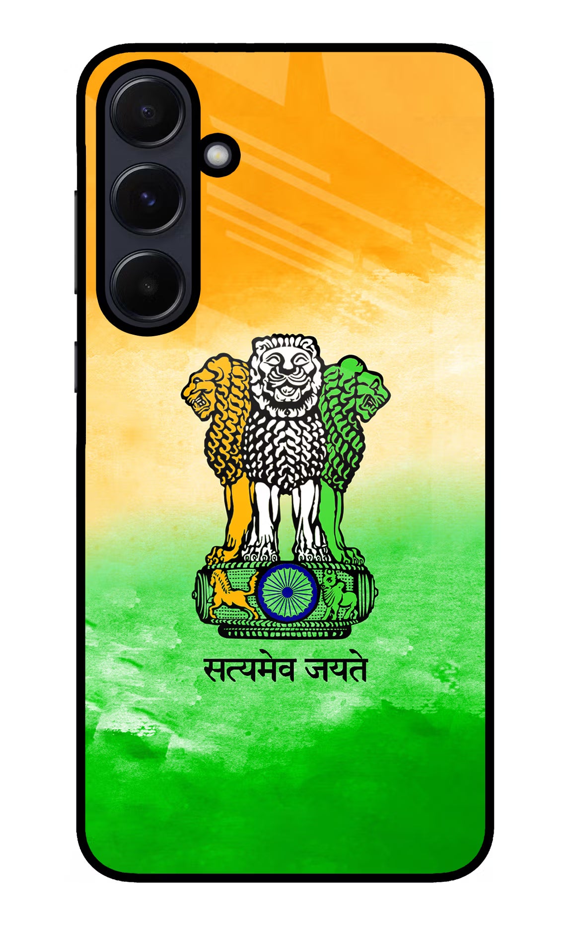 Satyamev Jayate Flag Samsung A55 5G Glass Case Back Cover by Casekaro