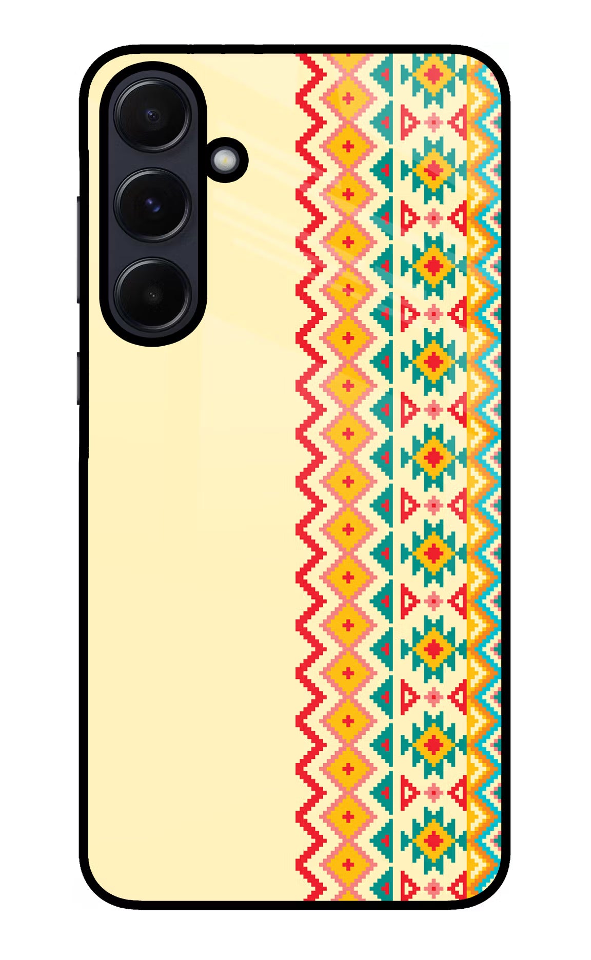 Ethnic Seamless Samsung A55 5G Glass Case Back Cover by Casekaro