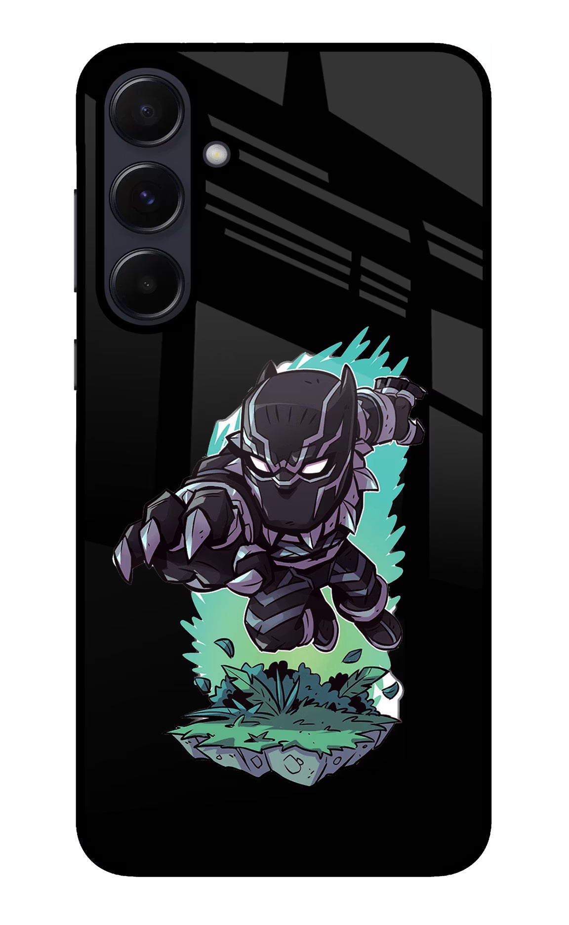 Black Panther Samsung A55 5G Glass Case Back Cover by Casekaro
