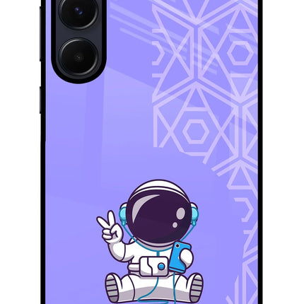 Cute Astronaut Chilling Samsung A55 5G Glass Case