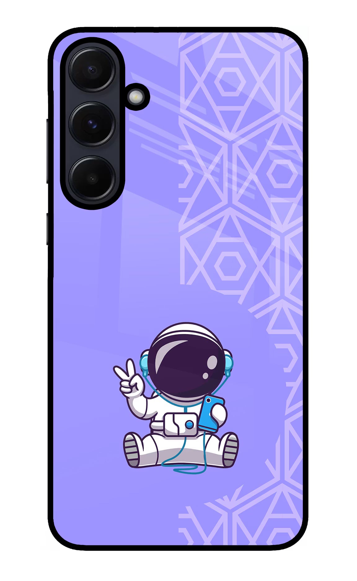 Cute Astronaut Chilling Samsung A55 5G Glass Case Back Cover by Casekaro