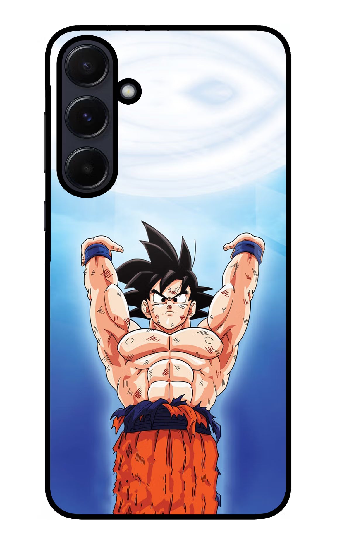 Goku Power Samsung A55 5G Glass Case Back Cover by Casekaro