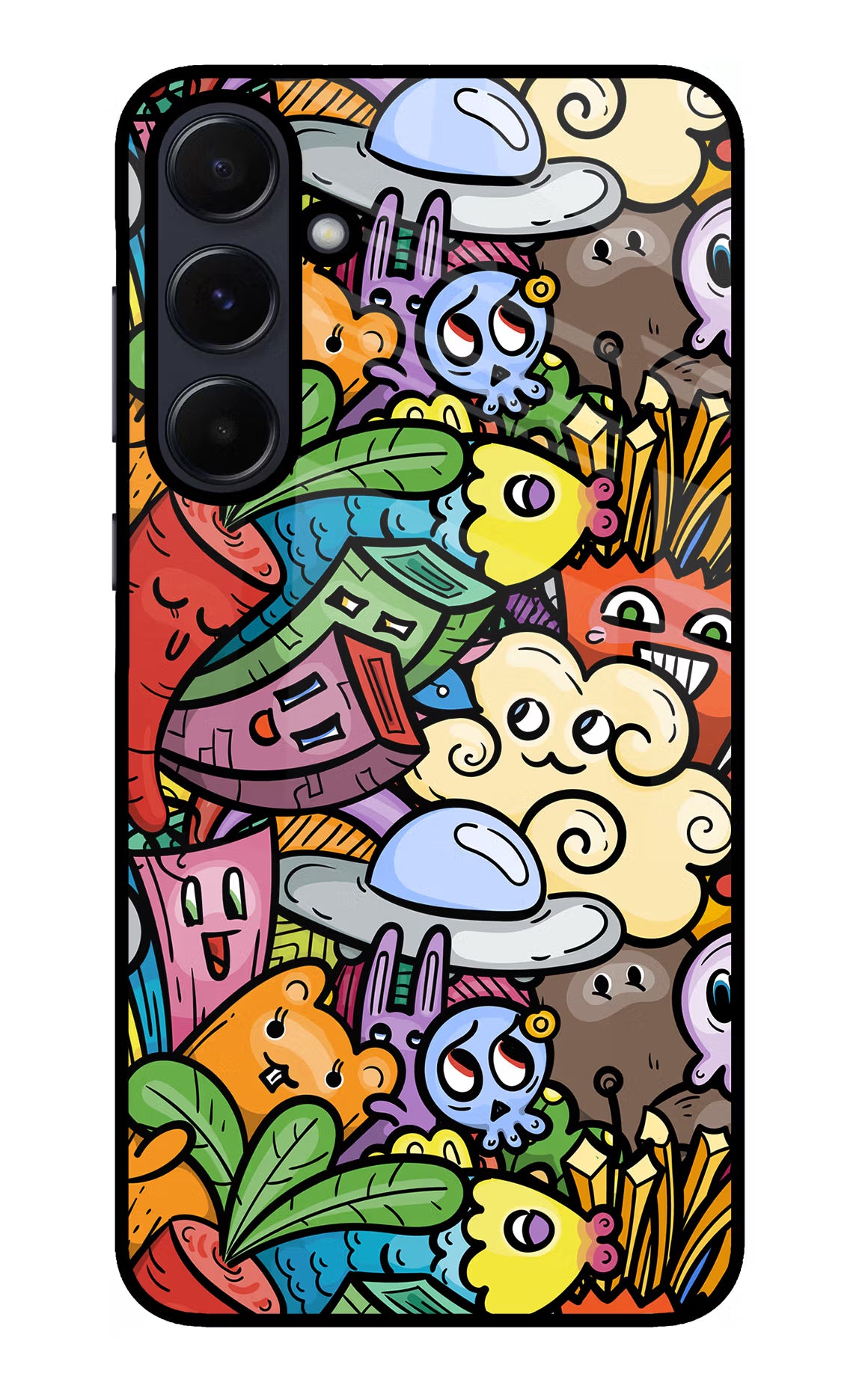 Veggie Doodle Samsung A55 5G Glass Case Back Cover by Casekaro