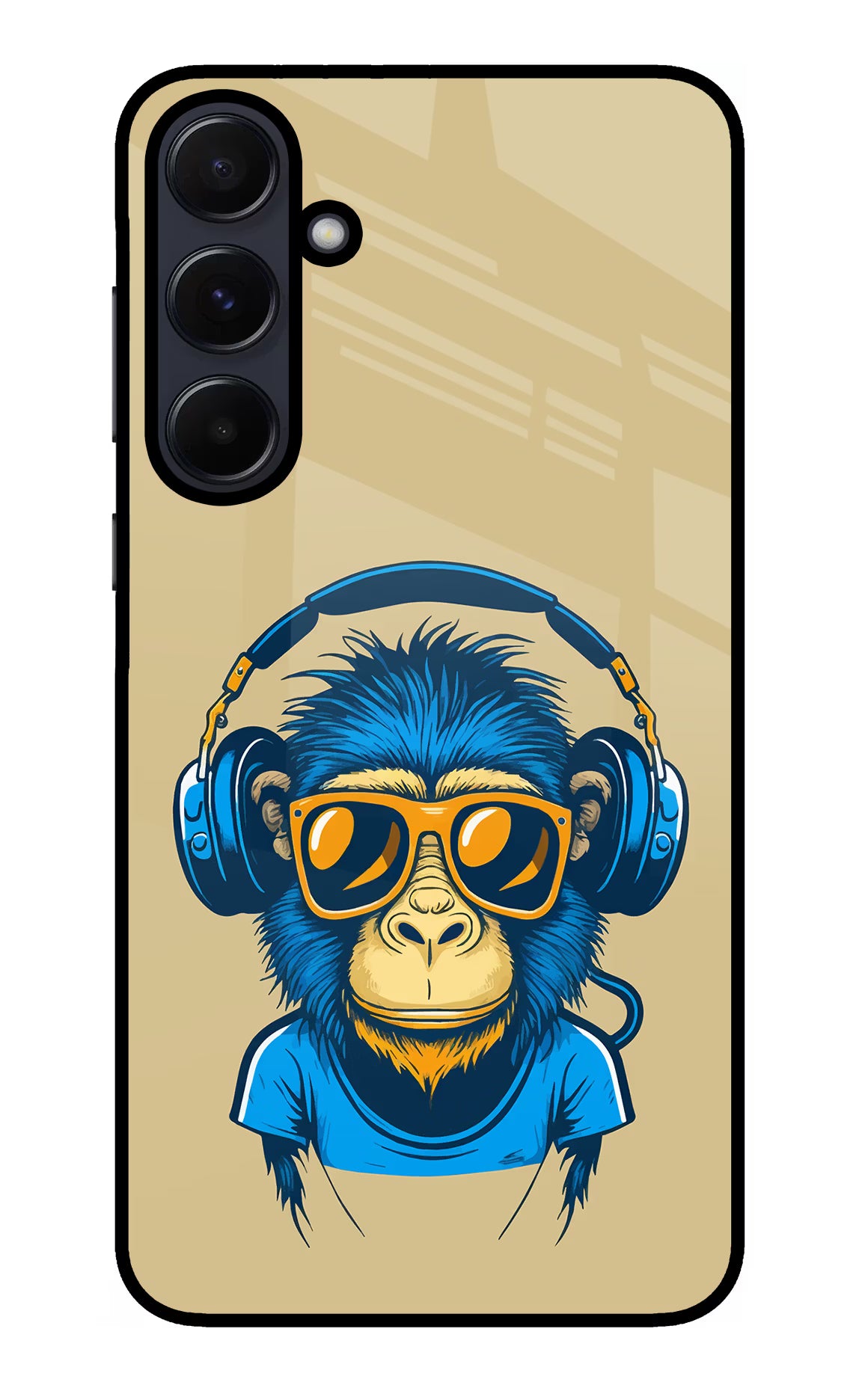 Monkey Headphone Samsung A55 5G Glass Case Back Cover by Casekaro