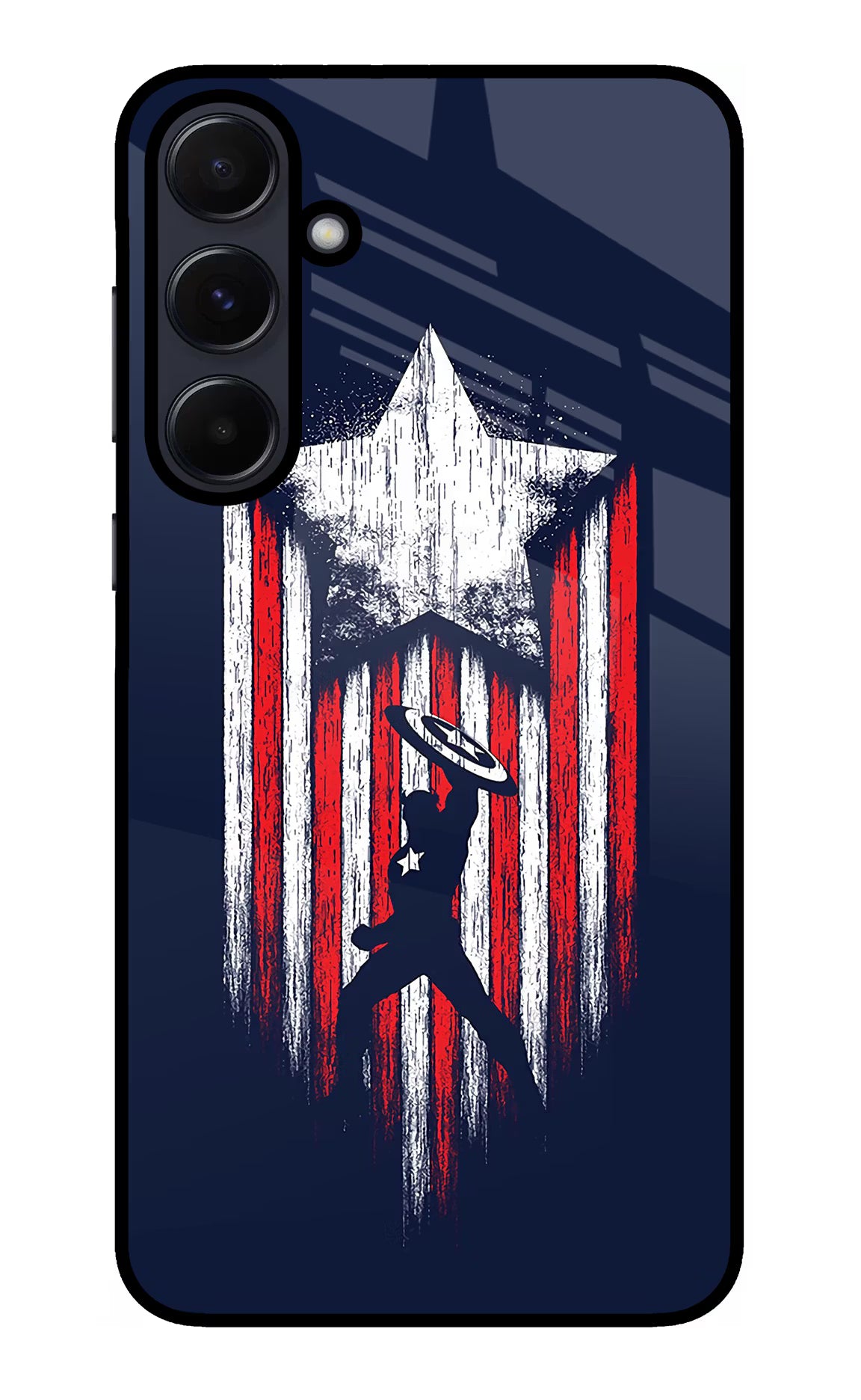 Captain America Marvel Art Samsung A55 5G Glass Case Back Cover by Casekaro