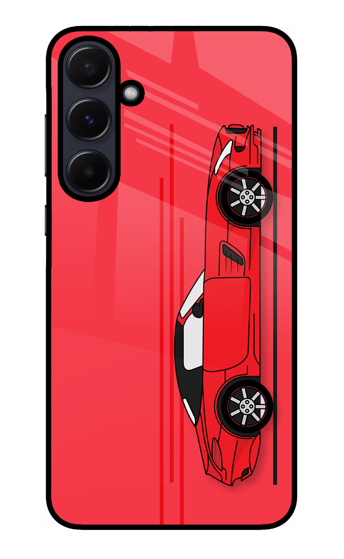 Red Velocity Samsung A55 5G Glass Case Back Cover by Casekaro
