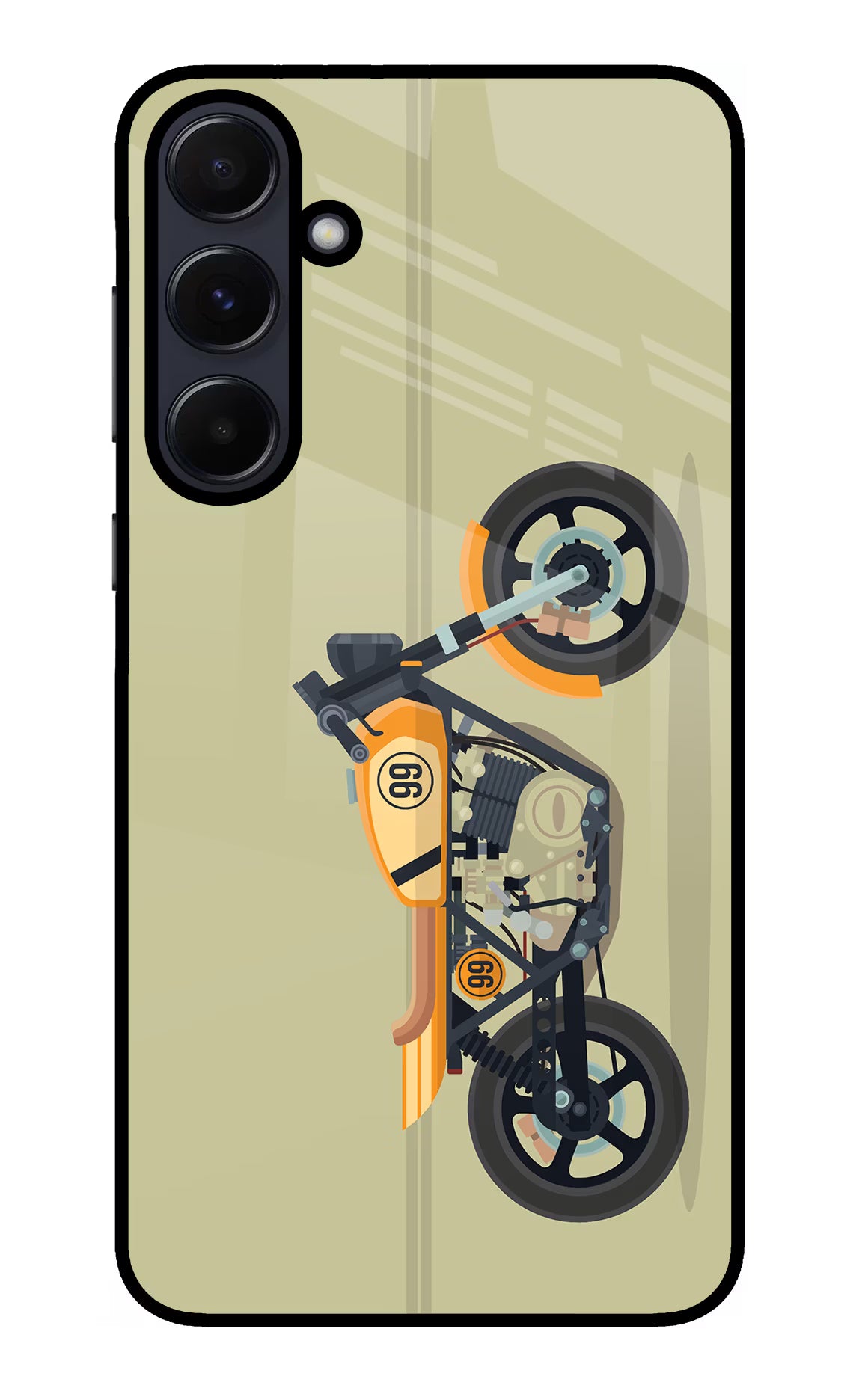Vertical Speedster Samsung A55 5G Glass Case Back Cover by Casekaro