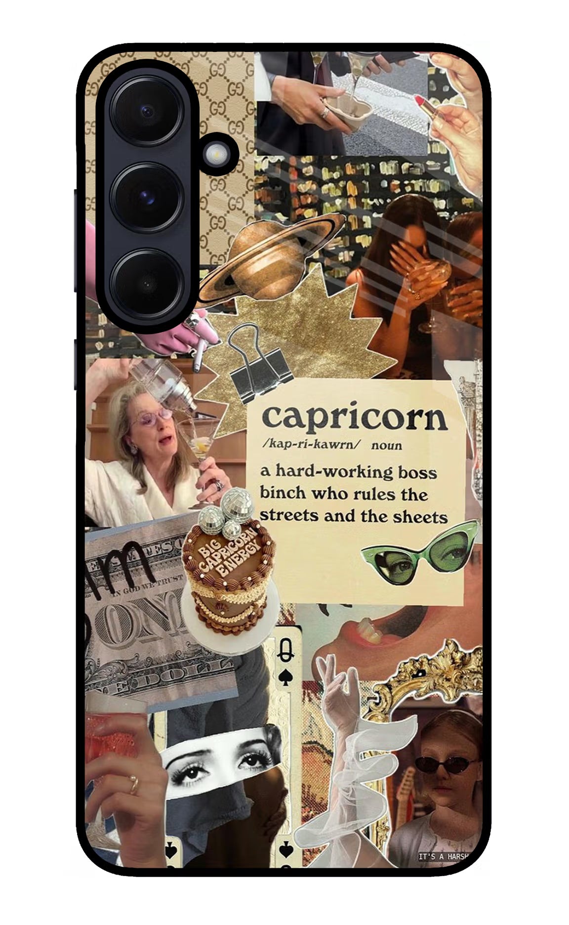 Capricorn Zodiac Samsung A55 5G Glass Case Back Cover by Casekaro