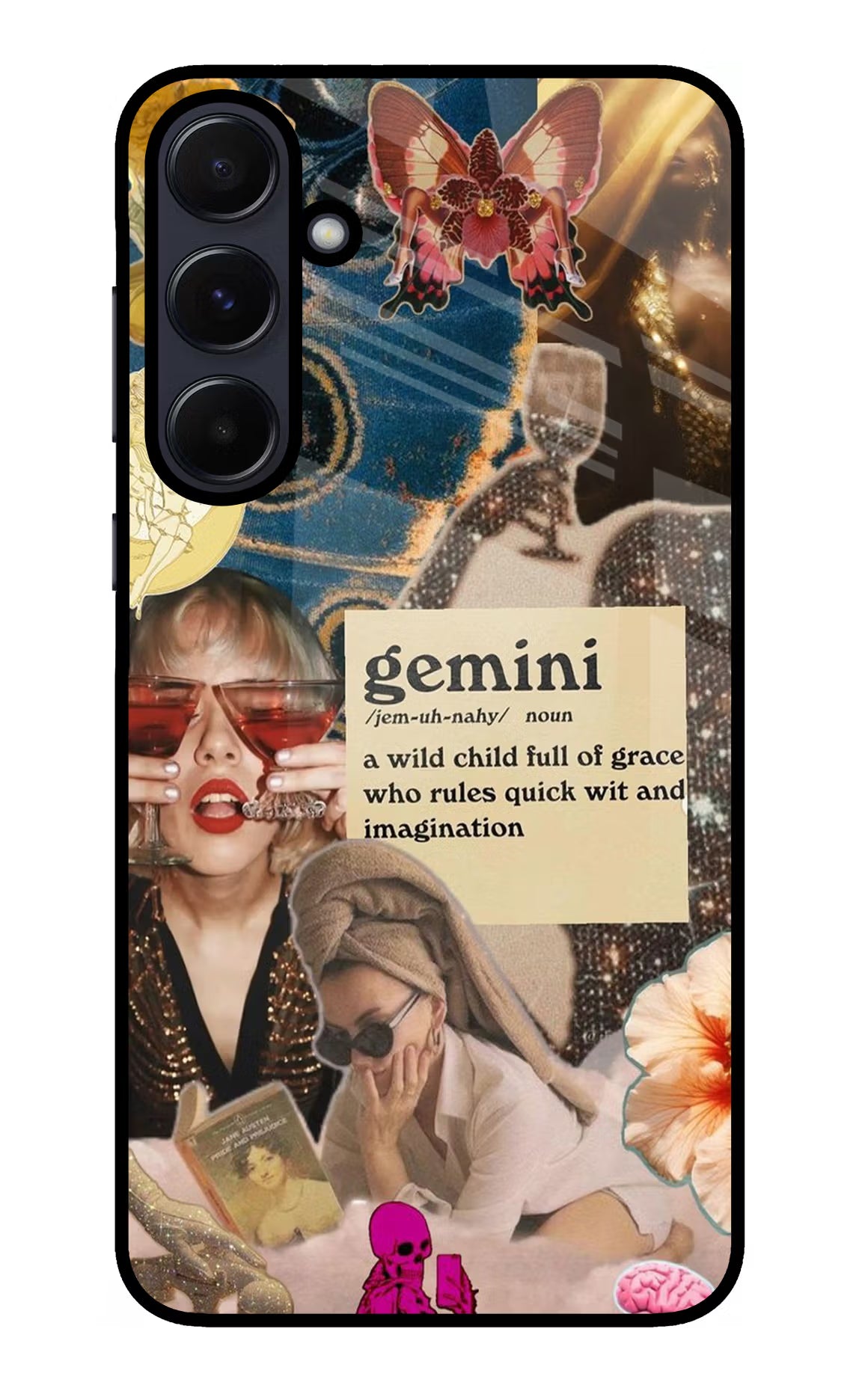 Gemini Zodiac Samsung A55 5G Glass Case Back Cover by Casekaro