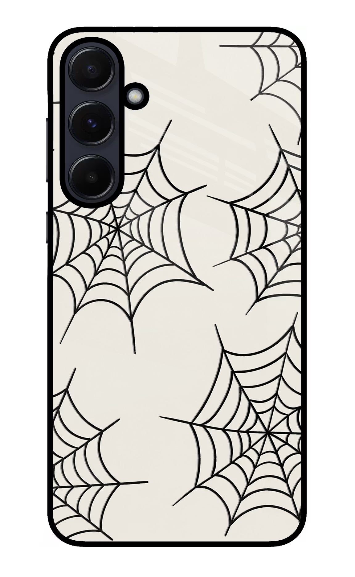 Spider Web Samsung A55 5G Glass Case Back Cover by Casekaro