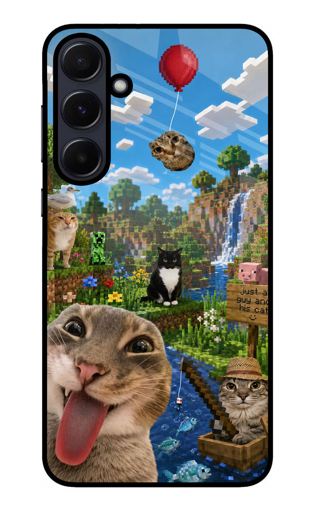 Minecraft Cat Chaos Samsung A55 5G Glass Case