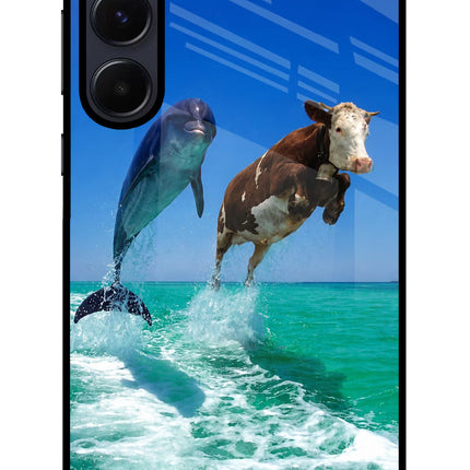 Dolphin vs Cow Samsung A55 5G Glass Case