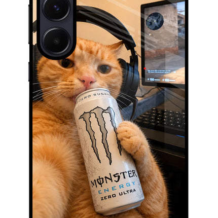 Gamer Cat Energy Samsung A55 5G Glass Case