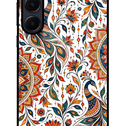 White Mayura Samsung A55 5G Glass Case